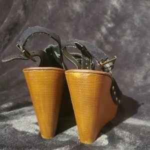 Suede platform wedge sandals